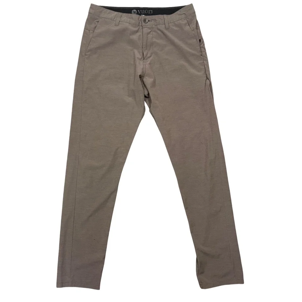 Vuori Meta Pants Mens 30 Taupe Brown Technical Chino Stretch Trousers V431